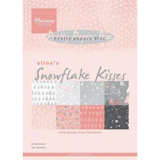 Papirblok i karton, "Snowflake kisses", 8 design, A5-str., 32 ark i alt