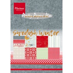  Papirblok i karton, "Swedish Winter", 8 design, A5-str., 32 ark i alt