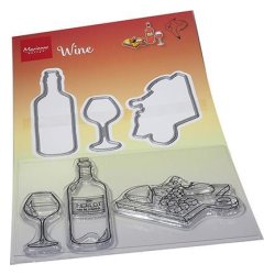 Dies/skre stencils, Vinflaske, glas &amp; ostebrt