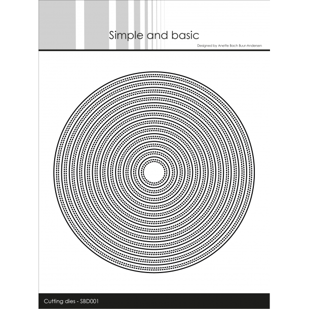 Dies/skre stencil, runde baser med dobbelt-piercet kant, 13,2cm, 12 dies, SBD001