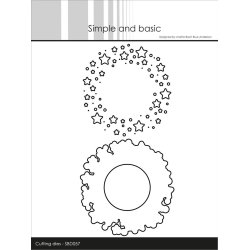 Die/skre stencil, 2 kranse og en cirkel, 3 dies, max ml 80mm, SBD057