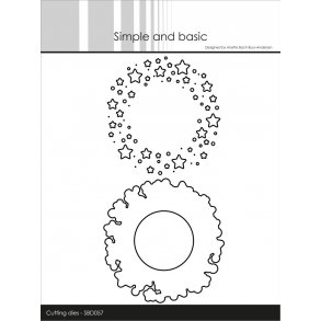 Die/sk�re stencil, 2 kranse og en cirkel, 3 dies, max m�l �80mm, SBD057