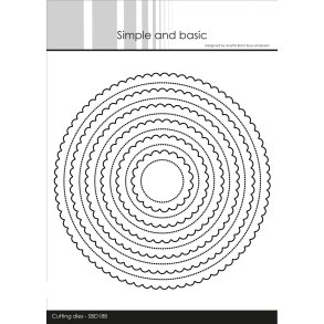 Dies/sk�re stencil, runde baser med piercet b�lgekant, �14cm, 6 dies, SBD188