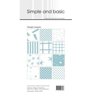 Papirblok i slimcard strrelse 10x21cm, 12 design, 24 ark, mint-farvet (bl-grn)