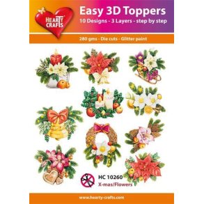 3D toppers - udstanset, smukke juledekorationer, 10 ass. motiver, HC10260