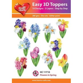 3D toppers - udstanset, forrsblomster, 10 ass., HC11710