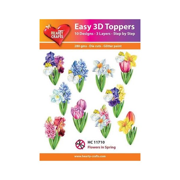 3D toppers - udstanset, forrsblomster, 10 ass., HC11710