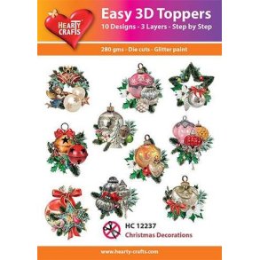 3D toppers - udstanset, juledekorationer, 10 ass. motiver, HC12237
