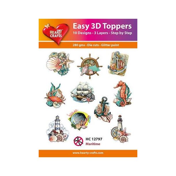 3D toppers - udstanset, maritime motiver, 10 ass. motiver, HC12797