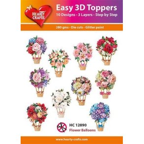 3D toppers - udstanset, knne blomster-balloner, 10 ass. motiver, HC12890
