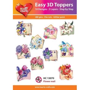 3D toppers - udstanset, breve m/ blomster, 10 ass. motiver, HC13070