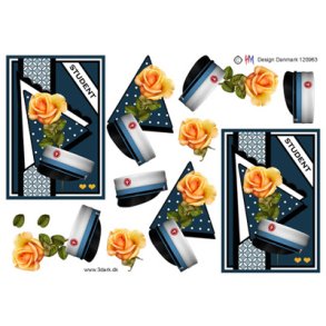 3D klippeark - Student, bl baggrund og bl hue