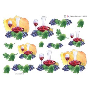 3D ark - l & vin. Karaffel og vinglas 