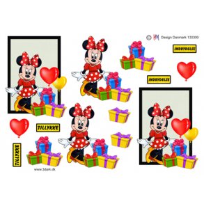 3D klippeark - Disney, Minnie Mouse m/pakker og balloner