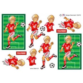 3D klippeark - Fodbold, dreng der dribler