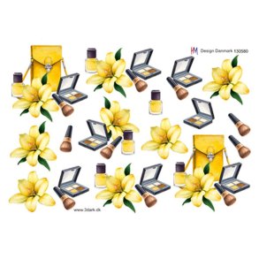 3D ark - Make up, orkide og hndtaske i gule farver