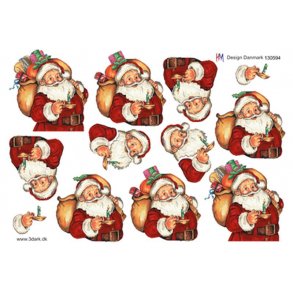 3D ark - Julemand med s�kken fuld af gaver