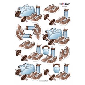 3D ark - Tr�ningsudstyr i bl�-beige farver