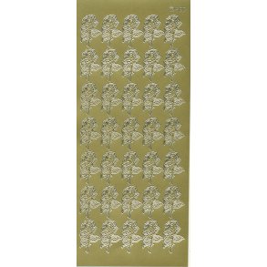 Stickers - Pynt, Rose m/st�ngel og blade, guldfarvet