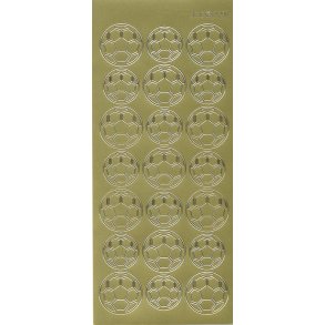 Stickers - fodbold, 21 stk, 25/30mm, guldfarvet