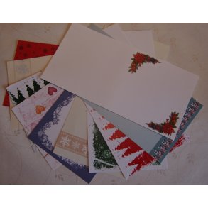 Kort 14x28cm m/jule baggrunde, 10 ass.