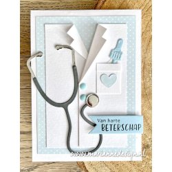 Dies/skre stencil, Marianne Design LR0796, Medicinsk udstyr, sprjte, termometer, pipette