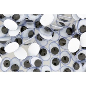 Rullejne m/klb, ovale 8x10mm, hvid m/stor sort pupil, 10 par