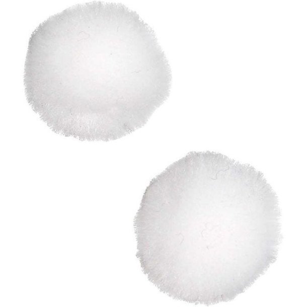 Pompon 40mm, hvid, 12 stk