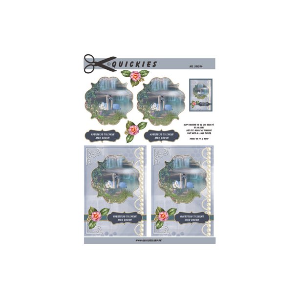 3D klippeark - Fugle, svanepar i smuk ramme