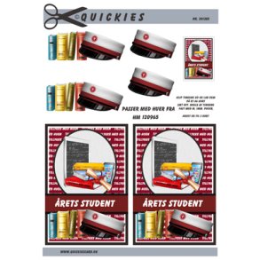 3D klippeark - Student, r�d baggrund og r�d hue