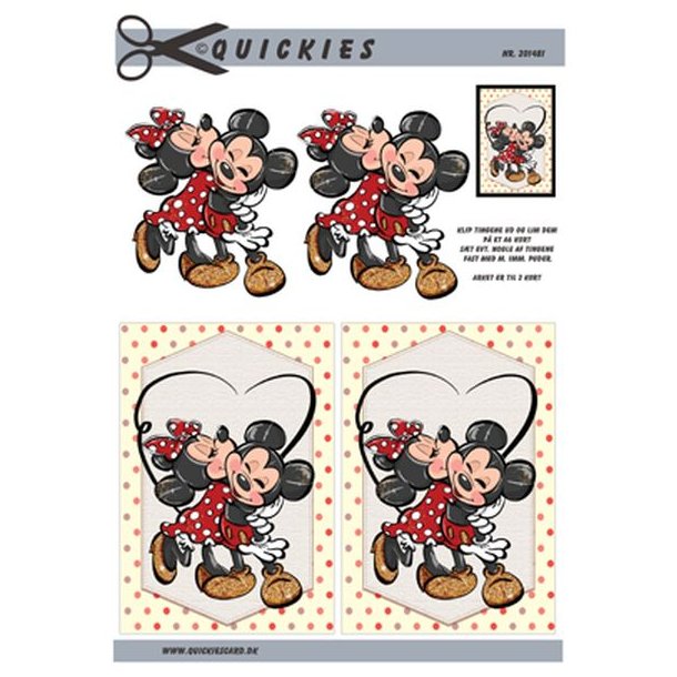 3D klippeark - Disney, Mickey &amp; Minnie Mouse i krlig omfavnelse