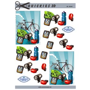 3D klippeark - Cykel & cykeludstyr p� bl� baggrund