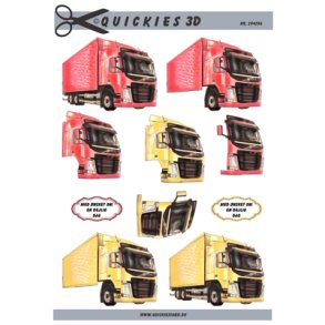 3D klippeark - Lastbiler, r�d & gul lastbil