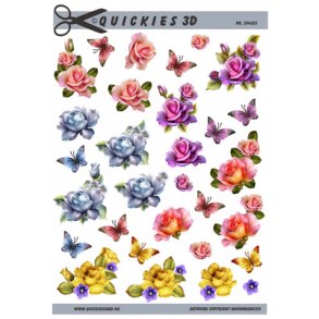 3D klippeark - Blomster og sommerfugle, sm motiver