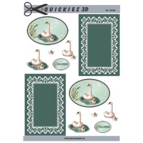 3D klippeark - Fugle, Svaner p smuk grn baggrund 