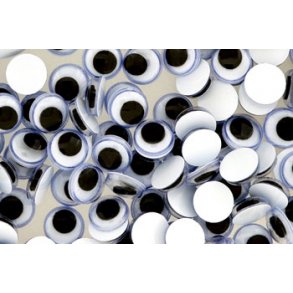 Rullejne til lim, runde, hvid m/stor sort pupil, 5mm, 20 par