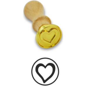 Segl/stempel med hndtag, hjerte i cirkel