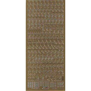 Stickers - Bogstaver og tegn, ca. 10mm, guldfarvet